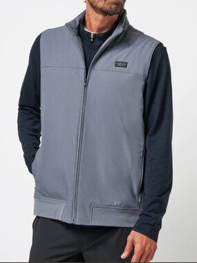 TravisMathew Wanderlust Vest Men’s Large Gray Full Zip Lightweight Stretch Golf